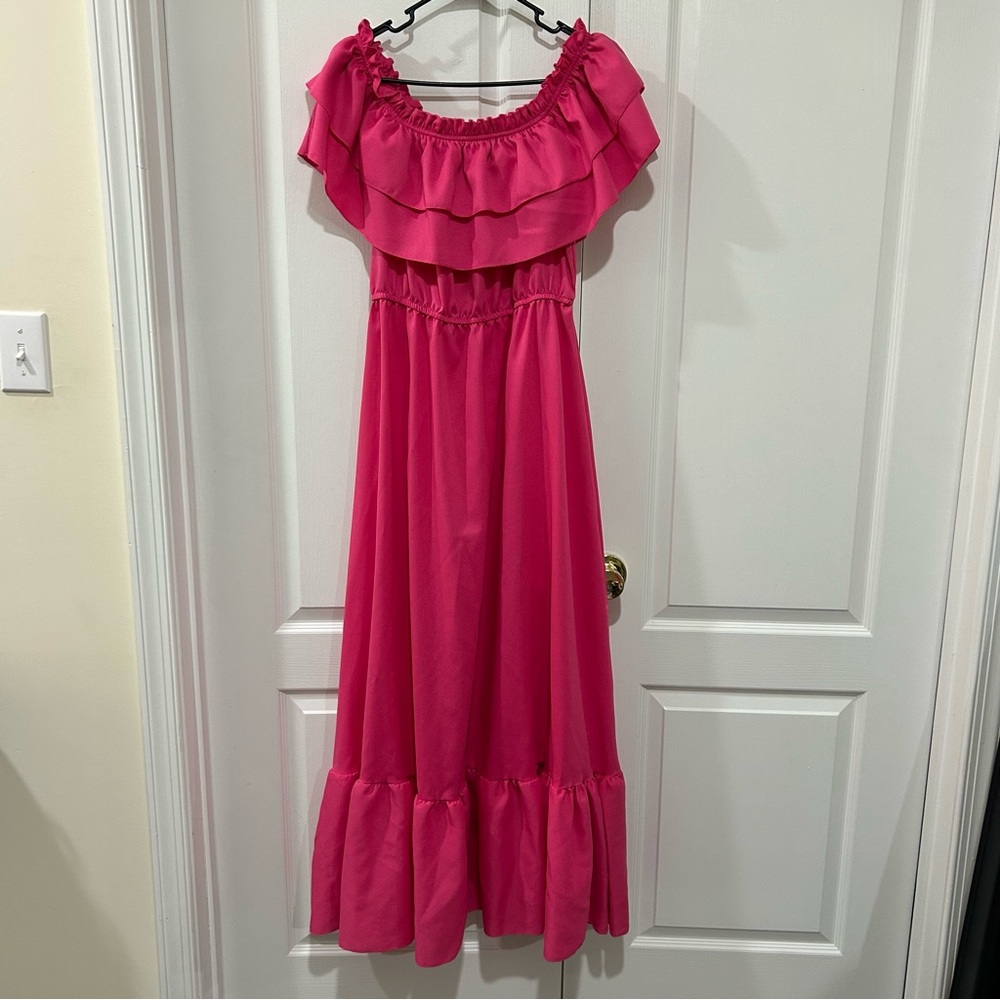 Boohoo Fuchsia Ruffled Top - Picture 1 of 3